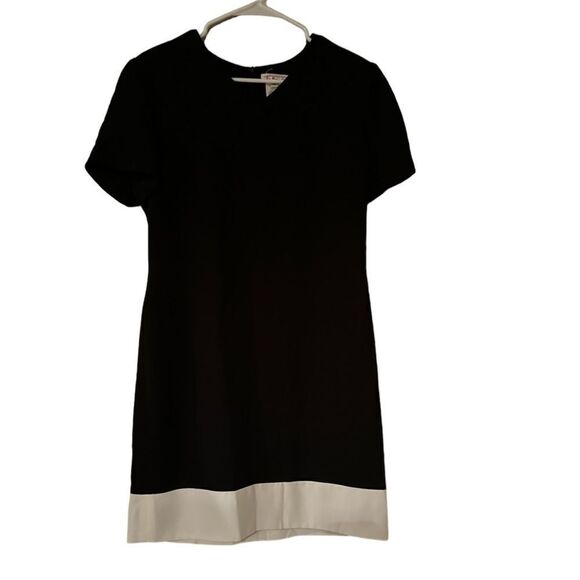 Talbots Black Dress With White Trim Size 10 Short Sleeve - Picture 1 of 6